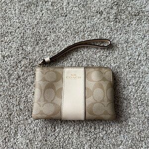 Coach Beige and Cream Wristlet
